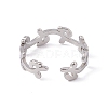 201 Stainless Steel Leafy Branch Wrap Open Cuff Ring for Women RJEW-C045-08P-4
