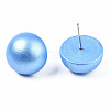 Painted Half Round Schima Wood Earrings for Girl Women EJEW-T017-02B-1