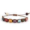 Handmade Weave Random Macaron Color Adjustable Dyed Natural Lava Rock Braided Bead Bracelets for Women Men RY4877-1-1