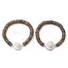 Natural Coconut Rondelle Beaded Stretch Bracelets BJEW-JB10250-02-1