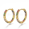 Brass Micro Pave Cubic Zirconia(Random Mixed Color) Hoop Earrings EJEW-S201-59-1