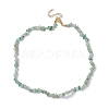 Natural Green Aventurine Chip Beaded Necklace NJEW-JN04616-14-4