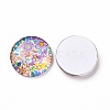 Half Round/Dome Floral Printed Glass Cabochons X-GGLA-A002-25mm-UU-2