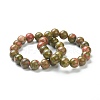 Natural Unakite Beaded Stretch Bracelets BJEW-A117-E-30-2