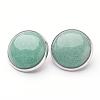 Natural Green Aventurine Brass Clip-on Earrings EJEW-A051-A009-1