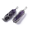 Natural Amethyst Big Wire Wrapped Pendants G-T133-P02C-2