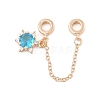 Rack Plating Star Brass Deep Sky Blue Cubic Zirconia European Safety Chains KK-F879-21G-1