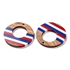 Independence Day Opaque Striped Resin & Walnut Wood Pendants RESI-U010-02J-2