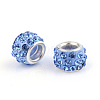 Polymer Clay Rhinestone European Beads CPDL-S007-09-1