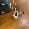 Teardrop 201 Stainless Steel Rhinestone Pendant Necklace & Stud Earring & Rings Sets FS-WG457D4-01-2