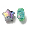UV Plating Transparent Crackle Acrylic Beads OACR-P010-09-3