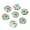 Ocean Printed Natural Freshwater Shell Flat Round Beads SHEL-A006-13K-1