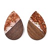 Transparent Resin & Walnut Wood Big Pendants RESI-T058-05D-2