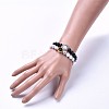 Natural Black Agate Bead and Natural Howlite Bead Stretch Bracelet Sets BJEW-JB04298-04-4