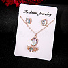 Oval Alloy & Natural Moonstone Pendant Necklaces & Stud Earrings & Rings Sets FS-WG10CC3-01-4