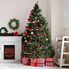 Christmas Wood Round Beads Hanging Ornaments HJEW-CA00082-6