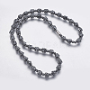 Non-magnetic Synthetic Hematite Mala Beads Necklaces NJEW-K096-10C-1