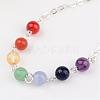 Chakra Jewelry Natural Gemstone Round Bead Link Bracelets BJEW-JB02275-2