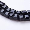 Faceted Black Glass Cube Bead Strands X-GLAA-R041-6x6mm-20-3