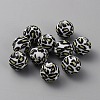 Round with Leopard Print Pattern Food Grade Silicone Focal Beads SIL-WH0009-08B-1