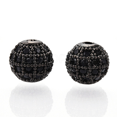 Rack Plating Brass Cubic Zirconia Beads ZIRC-S001-8mm-B04-1