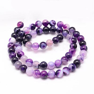 Natural Striped Agate/Banded Agate Bead Strands G-K155-A-6mm-11-1