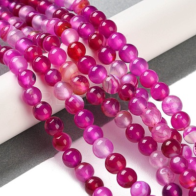Natural Striped Agate/Banded Agate Beads Strands G-Z060-A01-A06-1