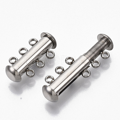 Tarnish Resistant 304 Stainless Steel Slide Lock Clasps STAS-S079-158P-1
