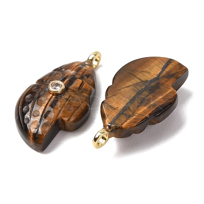 Natural Tiger Eye Carved Pendants G-H357-05G-04-1