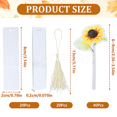 DIY Acrylic Blank Rectangle with Polyester Tassel Bookmark Making Kits DIY-YW0010-86A-1