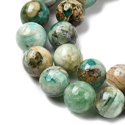 Natural Green Line Jasper  Beads Strands X-G-L639-A01-8mm-1