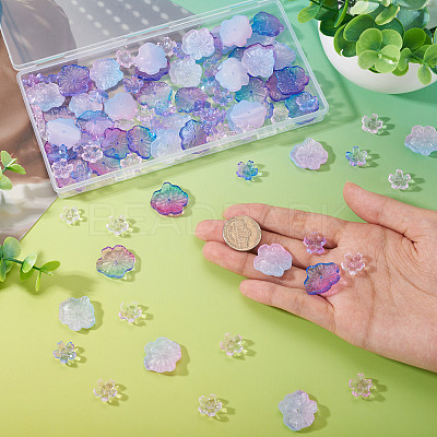 100Pcs 4 Styles Baking Paint Transparent Glass Bead Caps DGLA-TA0001-50-1