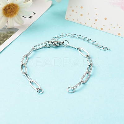 Tarnish Resistant 304 Stainless Steel Paperclip Chains Bracelet Making X-AJEW-JB01038-02-1