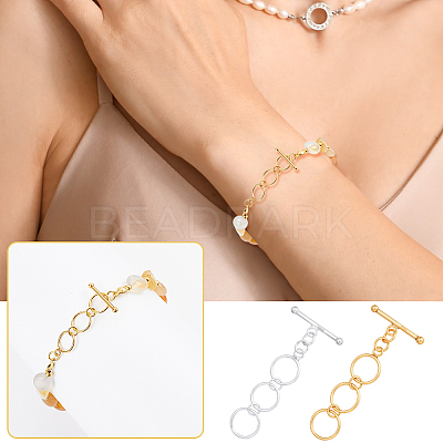 2Pcs 2 Colors 925 Sterling Silver Toggle Clasps STER-GA0001-41-1