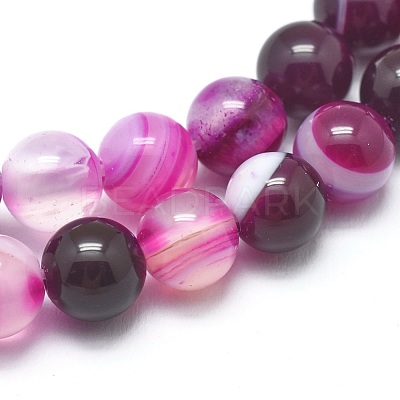 Natural Striped Agate/Banded Agate Beads Strands G-I254-03B-03-1
