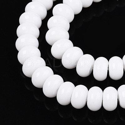 Opaque Spray Painted Glass Beads GLAA-ZX008-8mm-18G-1