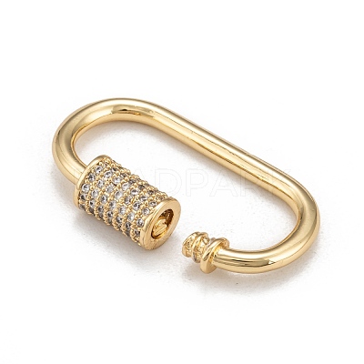 Brass Micro Pave Cubic Zirconia Screw Carabiner Lock Charms ZIRC-G160-21G-1