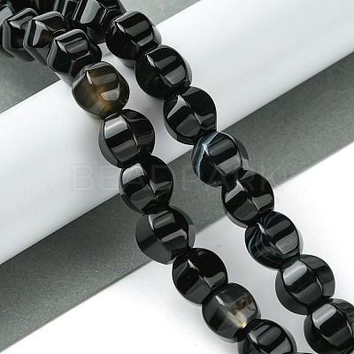 Dyed & Heated Natural Black Agate Beads Strands G-H023-A03-01-1