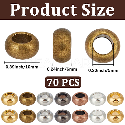 70Pcs 7 Colors Tibetan Style Alloy Beads FIND-PA0001-68-1