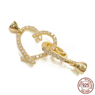 925 Sterling Silver Micro Pave Clear Cubic Zirconia Fold Over Clasps STER-P054-03G-1