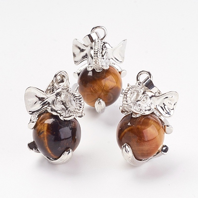 Natural Tiger Eye Pendants G-G713-D04-1