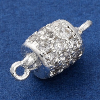 Brass Micro Pave Clear Cubic Zirconia Hollow Column Connector Charms KK-A230-05F-S-1
