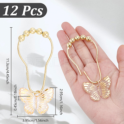 12Pcs Butterfly Acrylic with Iron Shower Curtain Rings for Bathroom HJEW-NB00292-1