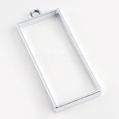 Rack Plating Alloy Rectangle Open Back Bezel Pendants X-PALLOY-S047-11D-FF-1
