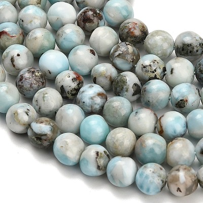 Natural Larimar Beads Strands G-L642-B19-6mm-1