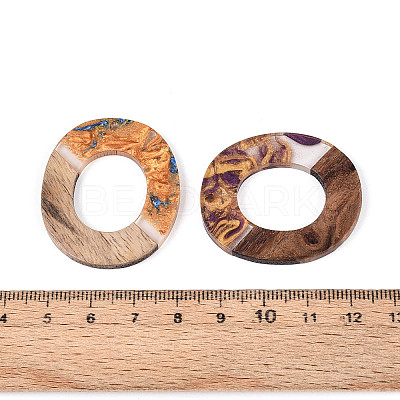 Opaque Resin & Walnut Wood Pendants RESI-T060-55M-1