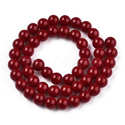 Opaque Solid Color Glass Beads Strands X-GLAA-T032-P8mm-05-1
