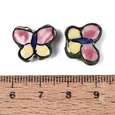 Hand Painted Butterfly Porcelain Beads PORC-Q006-04B-1