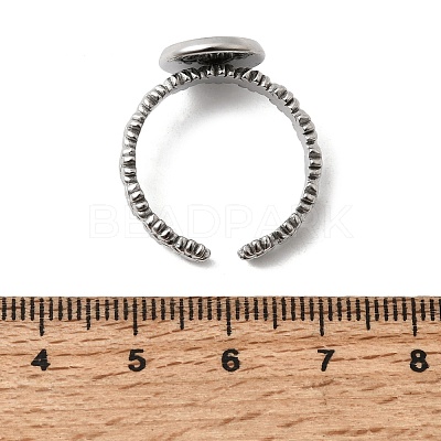 Flower 304 Stainless Steel Cuff Ring Components STAS-P454-05B-P-1