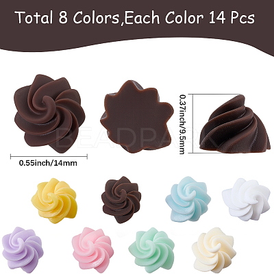 112Pcs 8 Colors Opaque Resin Cabochons RESI-SC0006-95-1
